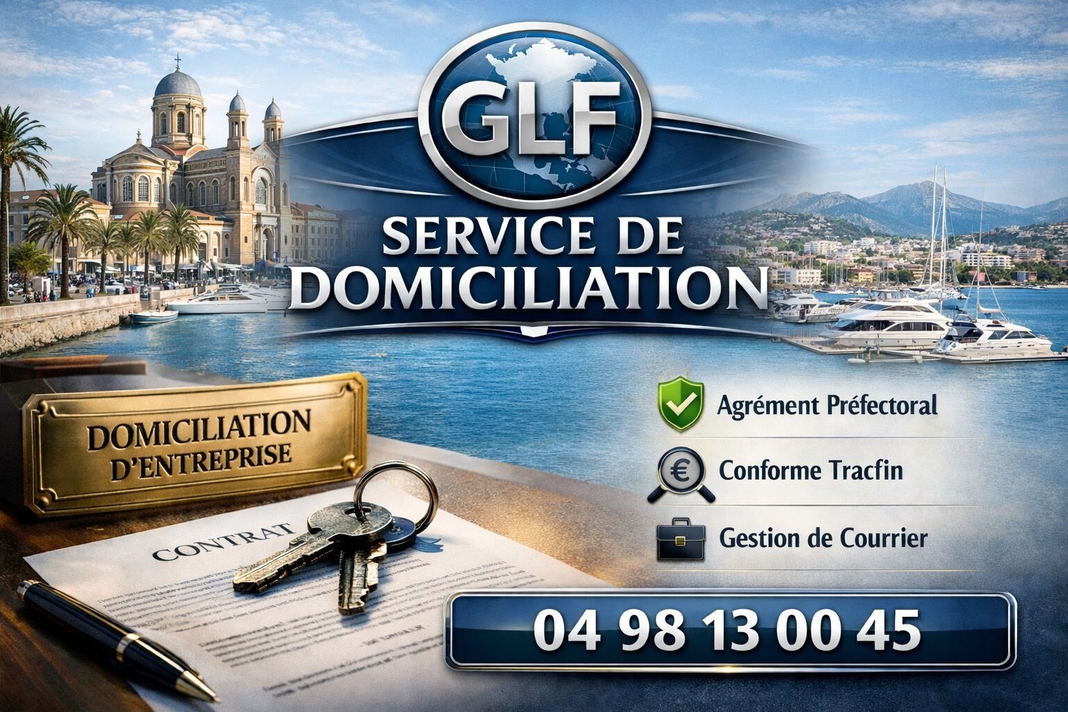 GLF Service de Domiciliation d'entreprise à Saint-Raphaël – Agrément préfectoral, conforme Tracfin, gestion de courrier